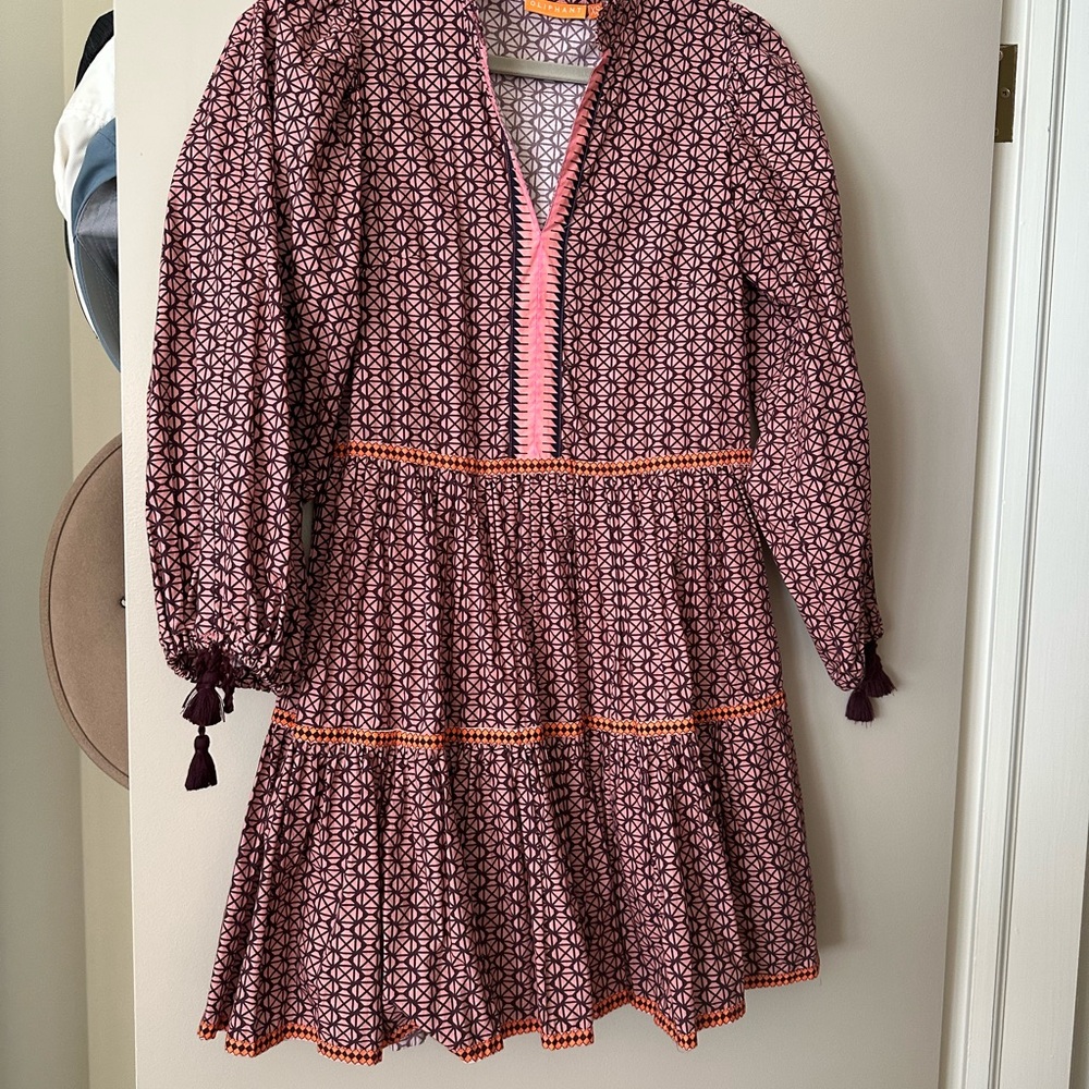 Oliphant Mini Dress with Pink and Orange Pattern